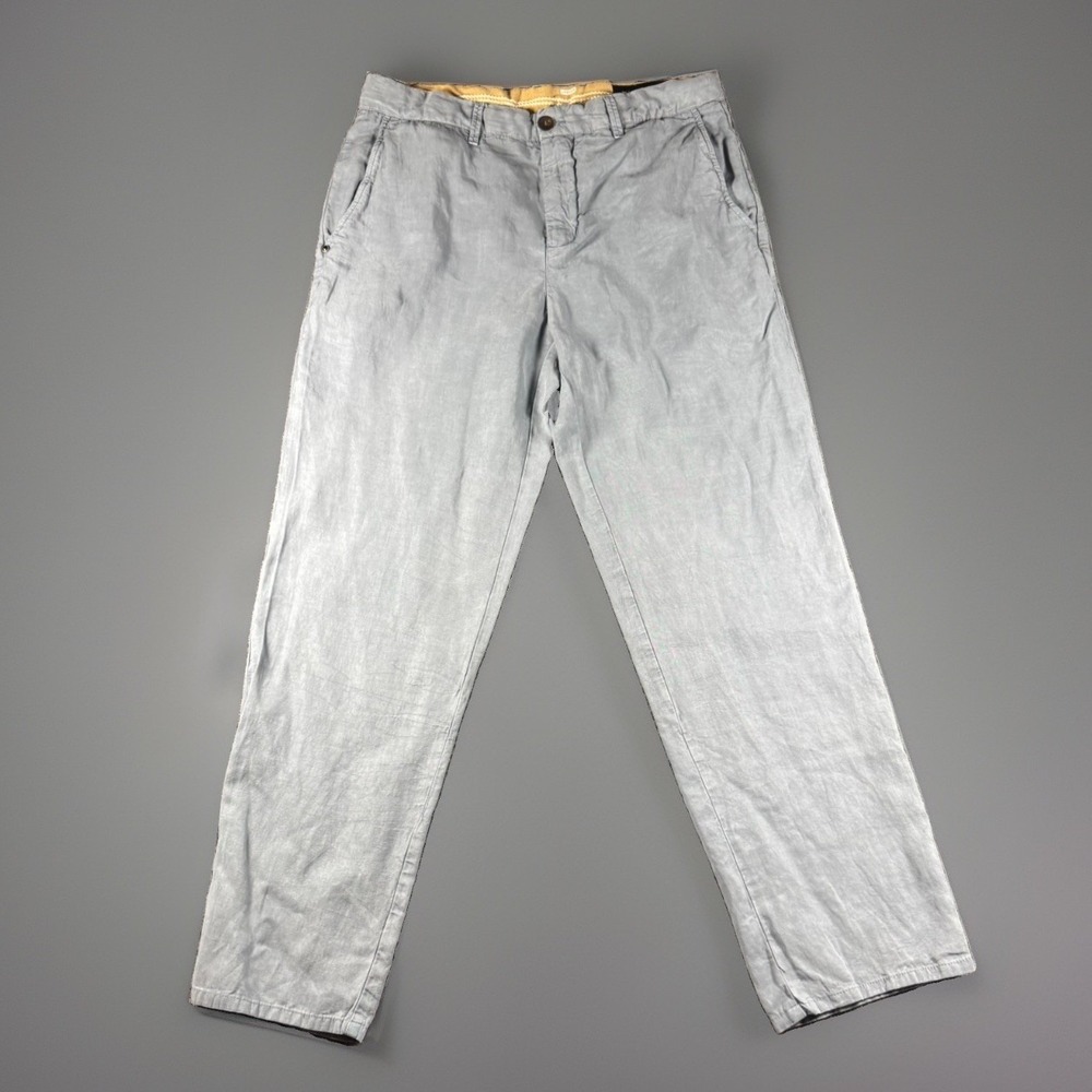 WHITESAND Italy Men's Linen Lyocell Blend Chino Pants Light Blue Gray Size 48 32